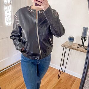 Isabel Marant Etoile Buddy Studded Leather Jacket Black